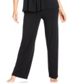 Relax in the comfy stretchiness of DKNY's long pajama pants.