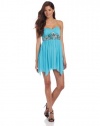 Sequin Hearts by My Michelle Juniors Lace Up Back Dress, Aqua, 3