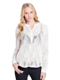 GUESS Susan Long-Sleeve Lace Top, TRUE WHITE (SMALL)