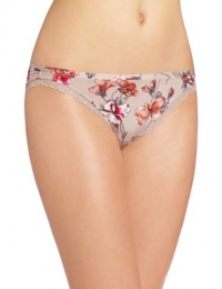 Calvin Klein Women's Seductive Comfort Bikini With Lace, Etched Orchid Print, Small