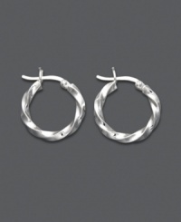 Simple hoops with a delightful twist. Giani Bernini's stylish earrings feature a sterling silver setting, twist design, and click backing. Approximate diameter: 3/4 inch.