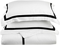 Hotel Collection 300 Thread Count King/California King Duvet Cover Set, White with Black piping