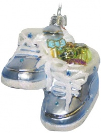 Kurt Adler 4-Inch Noble Gems Glass Baby Boy's First Christmas Shoe Ornament