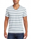 Calvin Klein Jeans Men's Reverb Short Sleeve Stripe V-Neck Tee, Sail Blue, Large