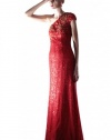 kingmalls Womens Elegant Red One shoulder Sequin Prom Evening Dresses (X-Large)