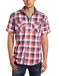 Marc Ecko Cut & Sew Men's Plaidville Short Sleeve Shirt