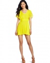 French Connection Women's Lori Lace Frill Dress, Yellow, Large