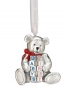 Make your child's first Christmas a day he or she will never forget with the silver-plated teddy bear ornament from Reed & Barton. With pretty colored accents and a dated white ribbon.