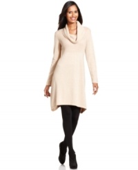 Dressing made easy: pair Style&co.'s petite cowl-neck sweater dress with opaque tights and booties for an on-trend look that works for the week and the weekend!