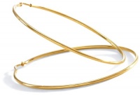 2 Inch Medium-Large Dangle Hoop Pipe Earrings, Hypoallergenic Gold Tone Polished Finish, Omega Leverback Closures