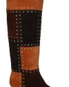 Michael Kors Bromley Women's Suede Patchwork Luggage Stud Tall Boot US 5.5