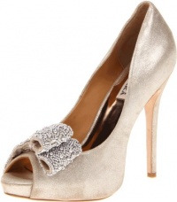 Badgley Mischka Women's Vonda Peep-Toe Pump, Platino, 9 M US