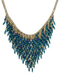 With a waterfall of blue and green glass beads, this statement necklace from Style&co. is a refreshing change of pace. Crafted in gold tone mixed metal. Approximate length: 18 inches + 3-inch extender. Approximate drop: 2 inches.