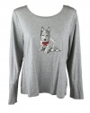 Charter Club Womens Beaded Puppy Long Sleeve Top