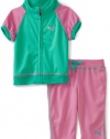 Puma - Kids Baby Girls Infant Zip Jacket And Mesh Capri Set, Fuchsia, 18 Months