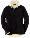 Polo Ralph Lauren Mens Big & Tall Classic Contrast Placket Rugby, Polo Black