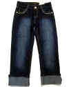 Southpole Low Rise Cropped Stretch Womens; Juniors Dark Sand Blue Uptown Premium Denim Capris, Size 3