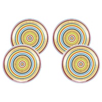 Vibrant and colorful sets of 4 plates that will brighten up any table! Dishwasher and microwave safe.