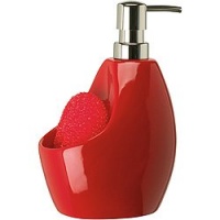 Umbra Joey Ceramic Soap Pump and Scrubby Holder Combo, Red