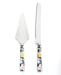 Elegance is easy with the Geneva cake knife and server from Martha Stewart Collection. Floral-patterned handles with colored accents and an antique feel make any dessert look especially irresistible.