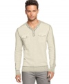 Chest pockets add A modern edge to this v-neck sweater from INC International Concepts.