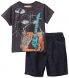 Kids Headquarters Baby-boys Infant 2 Piece Rock Band” Short Set, Gray, 12 Months