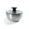 The OXO Stainless Steel Mini Salad Spinner combines the ultimate function of patented pump mechanism and brake with the elegance of a stainless steel serving bowl. A clear lid lets you peek inside while you spin your salad, herbs or berries, and the lid comes apart for easy cleaning. Soft, non-slip knob locks down for convenient storage. A non-slip base keeps the bowl steady on the countertop. Easy, one-handed operation. Bowl capacity is 3.13 quarts; basket capacity is 2.44 quarts.