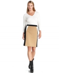 A touch of colorblocked detail makes this pencil skirt from Calvin Klein completely contemporary. (Clearance)