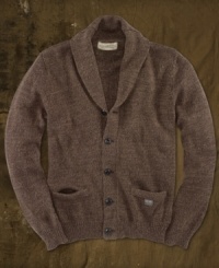 Your vintage-inspired wardrobe demands cozy, durable sweaters that only get better with age, like this soft ringspun cotton shawl cardigan as an essential layering piece.