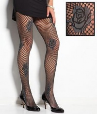 HUE Floral Net Tights, M/L, Brick