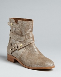 Golden girl: a distressed metallic finish gives these Western-influenced Cynthia Vincent booties a special touch.