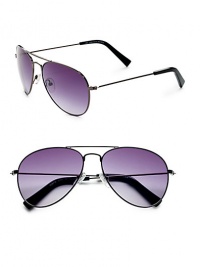 THE LOOKAviator style Metal framesBrow barContrast end pieces Signature case includedTHE COLORDark silvertone with grey gradient lensesORIGINImportedPlease note: Actual lens is darker than shown.This item was originally available for purchase at Saks Fifth Avenue OFF 5TH stores. 