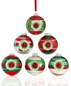 Oldies but goodies. Vintage reflector ornaments from Christopher Radko put a traditional spin on your tree in brilliant glass striped with red, green and glitter.