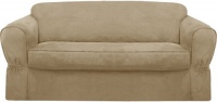 Maytex Piped Suede 2-Piece Slipcover Sofa, Flax