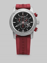 Burberry Sport Chronograph Black Dial Red Rubber Mens Watch BU7706