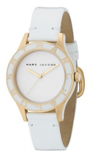 New MARC by MARC JACOBS MBM1100 Women's Large Blade White Dial White Leather Band Watch