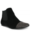 Neat rows of studs make for a pretty, trendy cap toe on the Brighton booties by Mia.