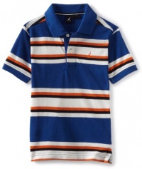 Nautica Sportswear Kids Boys 2-7 Short Sleeve Multi Stripe Polo Shirt, Dark Blue, Medium