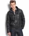 Get some modern cool with this bomber styled jacket from Levi's. Its faux-leather look elevates your game.