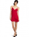 BCBGeneration Women's Flounce Slip Dress, Red Ruby, X-Small