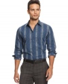 Top down style. The vertical stripes on this shirt from INC International Concepts slim down your polished look.