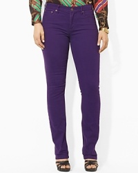 Designed with a sleek straight leg, a timeless pant is crafted with a hint of stretch to flatter the figure.