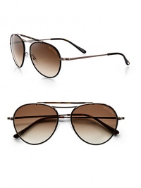 Classic metal aviators feature signature Tom Ford T temples and logo engraved lens. Available in nickel with gradient brown lens.Signature Tom Ford T temples100% UV protectionMade in Italy