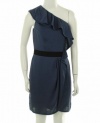 BCBGeneration Ruffled One Shoulder Dress Blue Smoke 8