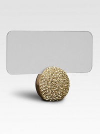 Glittery pavé Swarovski crystals upgrade this goldplated place card holder. Swarovski crystals and goldplatingIncludes 25 cards1W X 1HImported