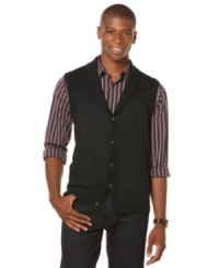 Add this handsome Perry Ellis sweater vest to your office attire and you'll give it a whole new attitude.