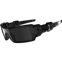 Oakley Oil Rig Men's Lifestyle Sports Wear Sunglasses - Polished Black/Silver Ghost Text/Black Iridium / One Size Fits All