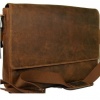 Visconti 18516 Oil Brown Distressed Leather Messenger Bag - 3/4 Flapover