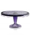 Past meets present. Feminine scalloped edges and raised medallions in beautifully hued glass make this Modern Vintage cake stand a standout at the table and on display. From the Godinger serveware collection.