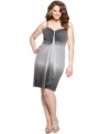 This plus size Onyx cocktail dress features everything you need to be absolutely mesmerizing-a sparkly, ombre hue and elegant draped detail. (Clearance)